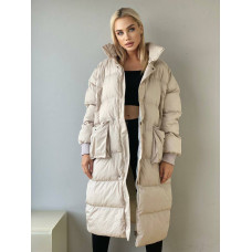 Женское зимнее теплое удлиненное пальто
