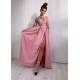 Жіноча сукня максі з паєтками та розрізом рожевого кольору