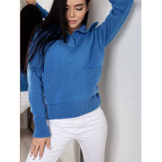 Жіночий светр-поло із зовнішніми кишенями