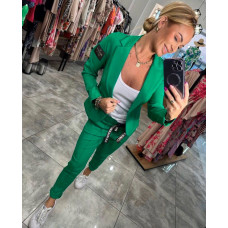 Жіночий костюм стильний піджак + штани зеленого кольору
