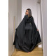 Жіночий шовковий халатик із розкльошеними рукавами чорного кольору