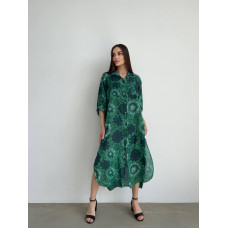 Жіноча сукня-сорочка вільного крою в стилі "Boho" зеленого кольору