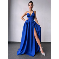 Жіноча сукня з корсетним верхом і чашечками синього кольору