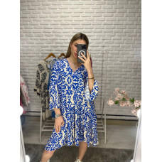 Жіноча сукня-сорочка з орнаментом Італія синього кольору