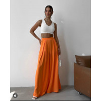Жіночі широкі брюки з софту помаранчевого кольору