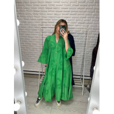 Жіноча чарівна сукня з котону зеленого кольору