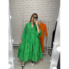 Жіноча повітряна сукня-сорочка з котону зеленого кольору
