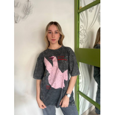 Жіноча турецька футболка з принтом рожевого гусака