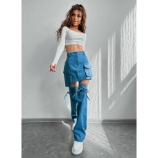 Жіночий джинсовий комплект спідниця + гетри + топ