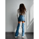 Жіночий джинсовий комплект спідниця + гетри + топ