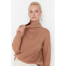 Жіночий базовий oversize светр з коміром на блискавці