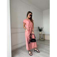 Жіноча сукня з льону рожевого кольору